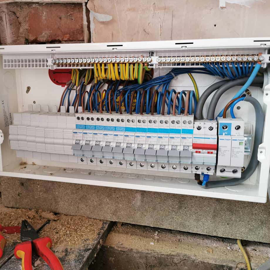 Full domestic rewire - finished consumer unit with SPD - Didsbury
