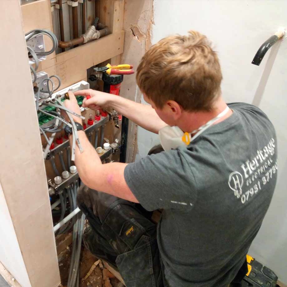 Full domestic rewire - installation of heating control wiring centre - Didsbury