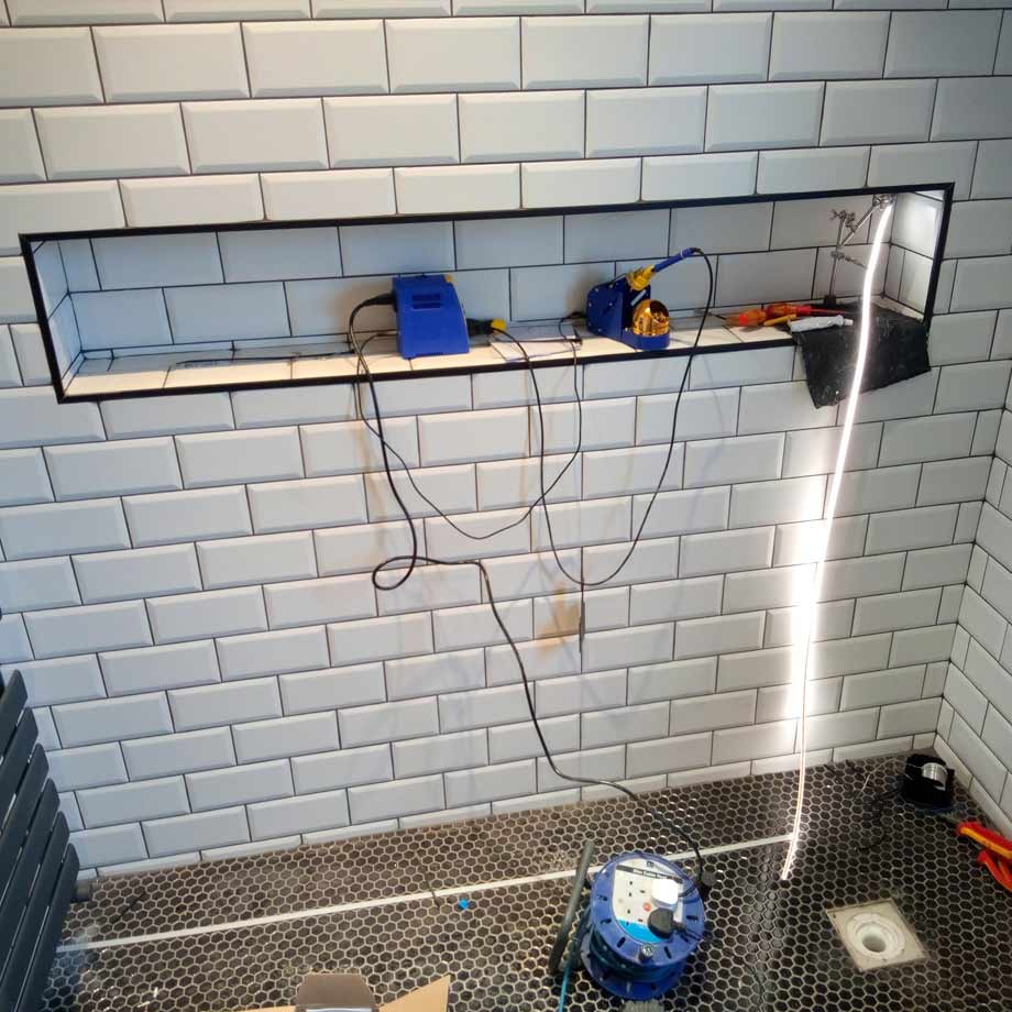 Full domestic rewire - installation of IP Rated LED tape in bathroom - Didsbury